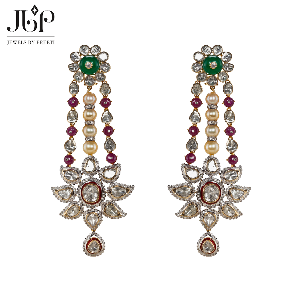 Trinkets And Charms Polki Chandelier Earrings