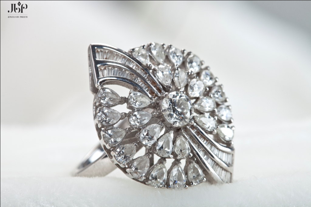 A solitaire floral ring